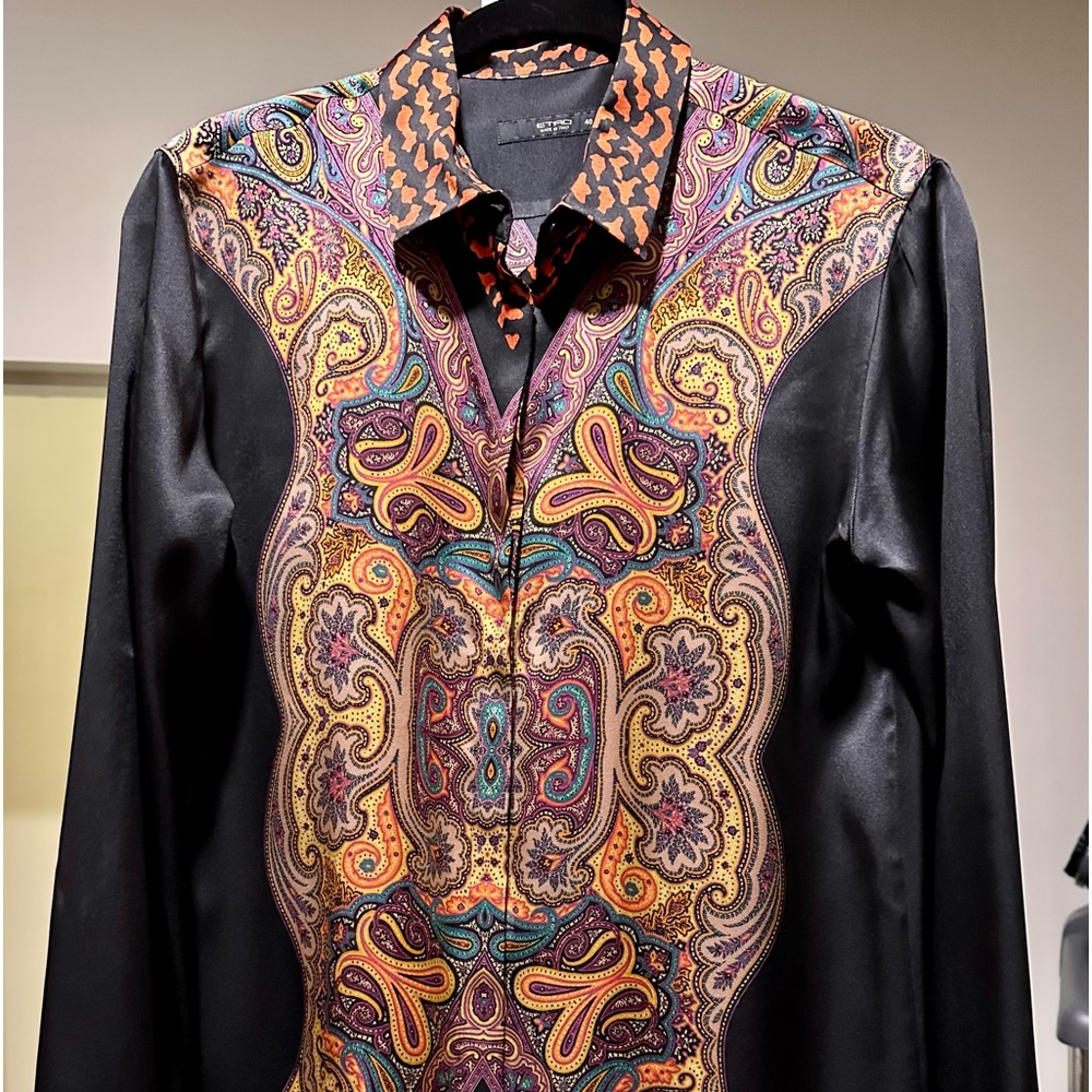 Etro Multi Patterned Button Down Silk Shirt - image 1